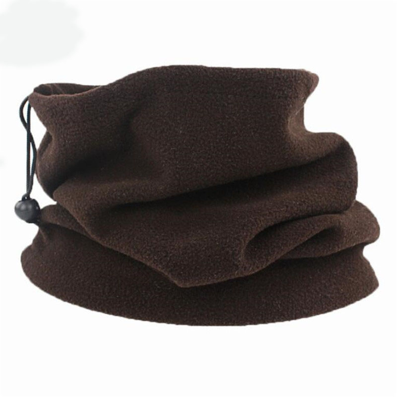 1PC 3in1 Unisex Beanie Hats Ski Snood Scarf Women Men Thermal Fleece Scarf Snood Neck Warmer Face Mask Winter Spring: Brown