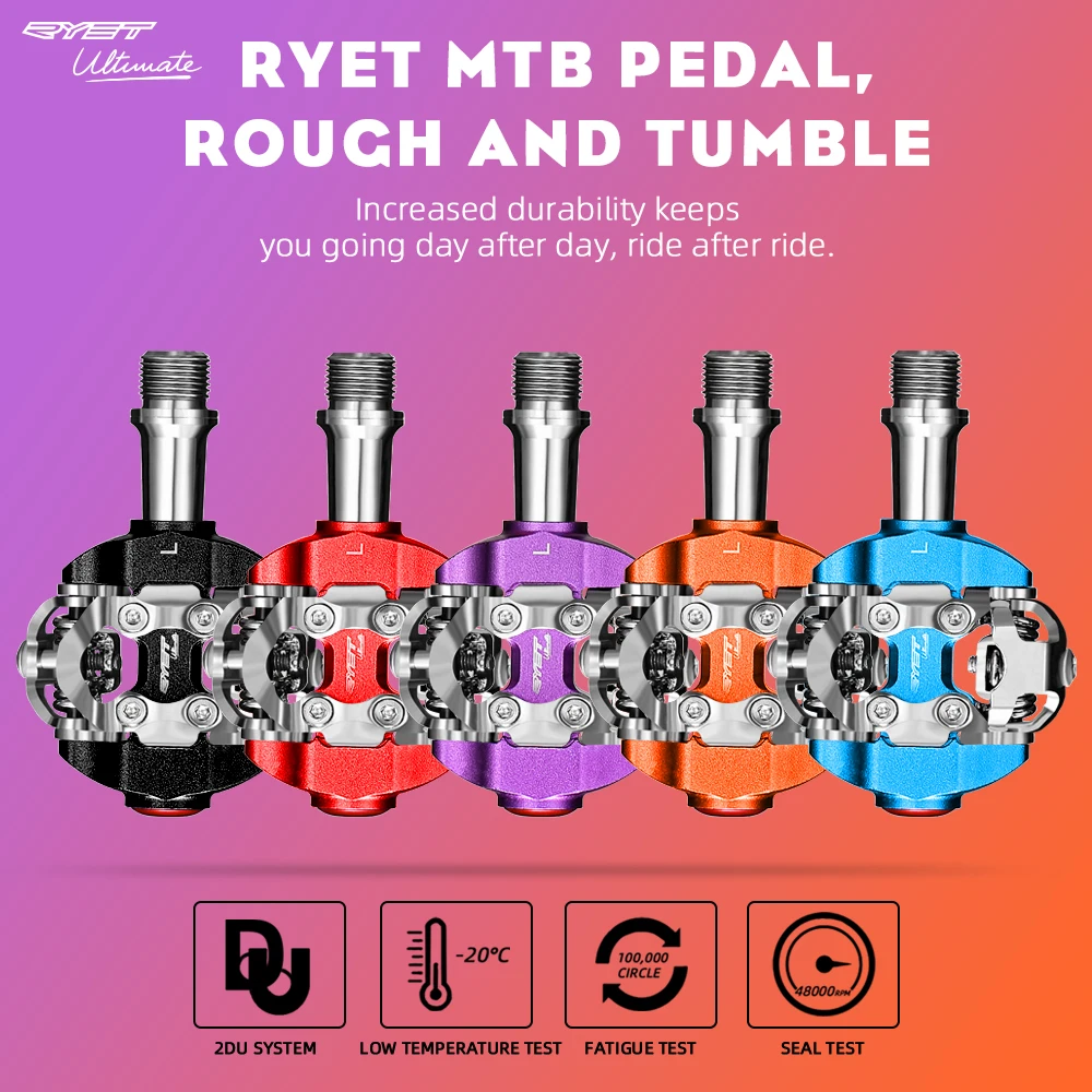 RYET MTB Pedal SPD Clipless Ultralight Mountain Bike Pedals Bicycle Dual Platform Footboard Clipless Cycling Bike Parts