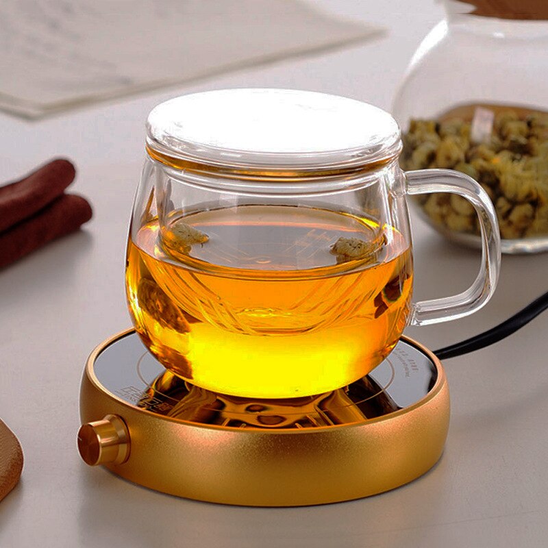 Taza de té de vidrio para el hogar, recipiente resistente al calor de alta temperatura, a prueba de explosiones, con Infusor de leche, rosa, flor