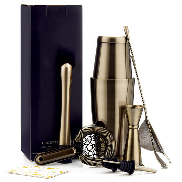 Sept pièces barre barman ensemble d'outils 304 acier inoxydable Boston barman barre Shaker ensemble kit barre outil
