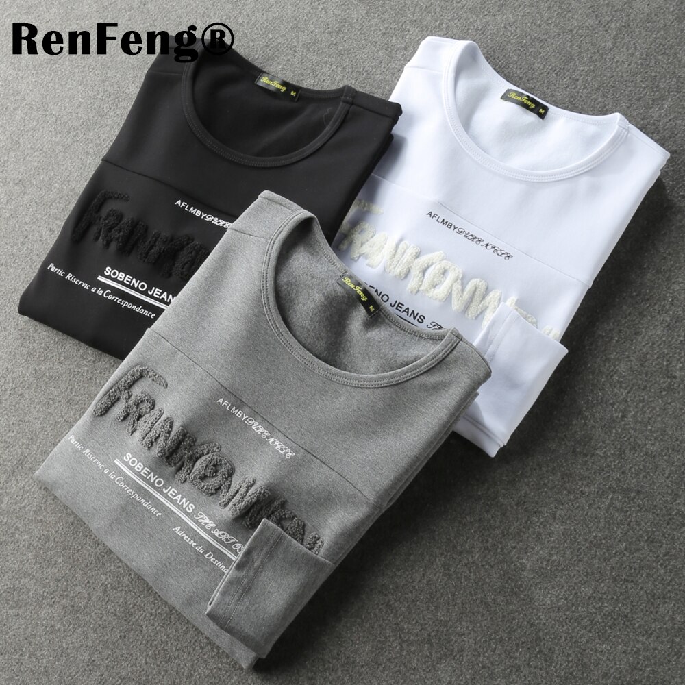 Forår efterår undertrøje bomuld varm bund skjorte termisk undertøj plus fløjl lange underbukser herre langærmet t-shirt herre