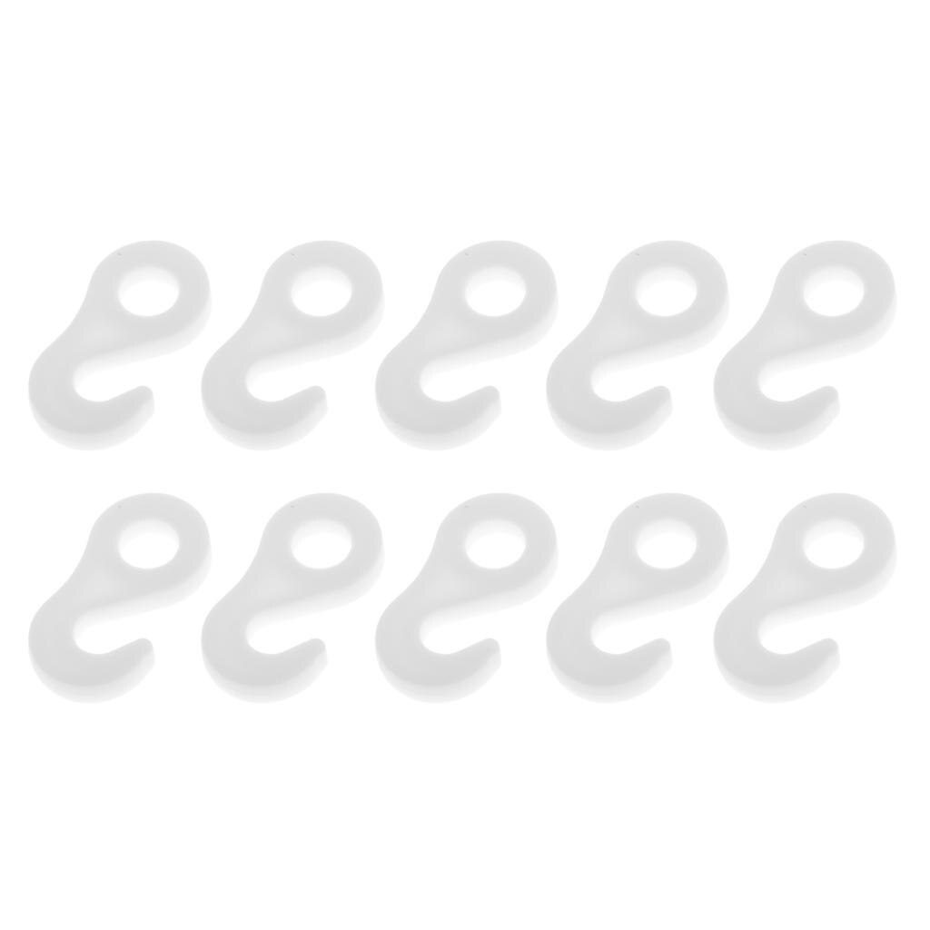 10Pcs/set Plastic Fasten Hook Carabiner for Tent Awning Tie Rope Bungee Cord End S Inner Tent Hook with Hole Repair Accessory: 3.6cm White