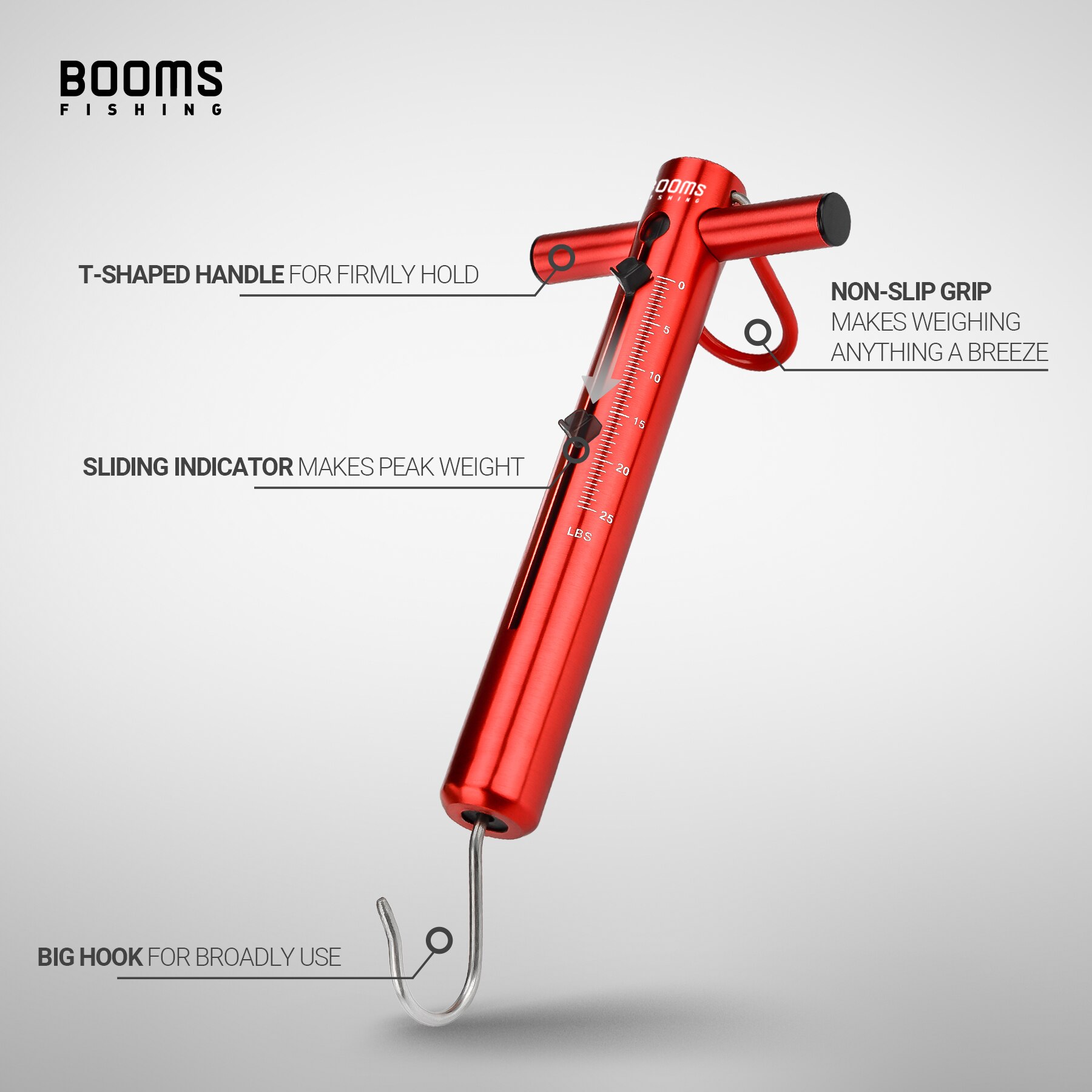 Booms Fishing TS1 báscula de pescado con resorte para pesca, peso de 11kg a 26 kg, báscula de gancho colgante portátil, accesorios de herramientas de peso