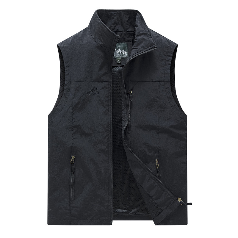 FGKKS Primavera Nuovi Uomini Gilet Per Il Tempo Libero All'aperto Gilet di Colore Solido Giovane di Mezza Età Fotografia Pesca Gilet Casual Giacca Maschile
