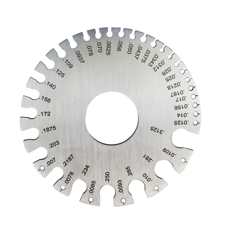 0-36 Round AWG SWG Wire Thickness Ruler Stainless Steel Welding Gauge Weld Inspection Ruler Standard Wire Diameter Measurer Tool