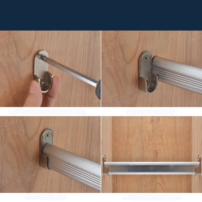 2Pcs Zinc Alloy Clothes Hanging Rod Holder Fitting Flange Closet Hang Support Tube Bracket Furniture Hardware Accessories Tool