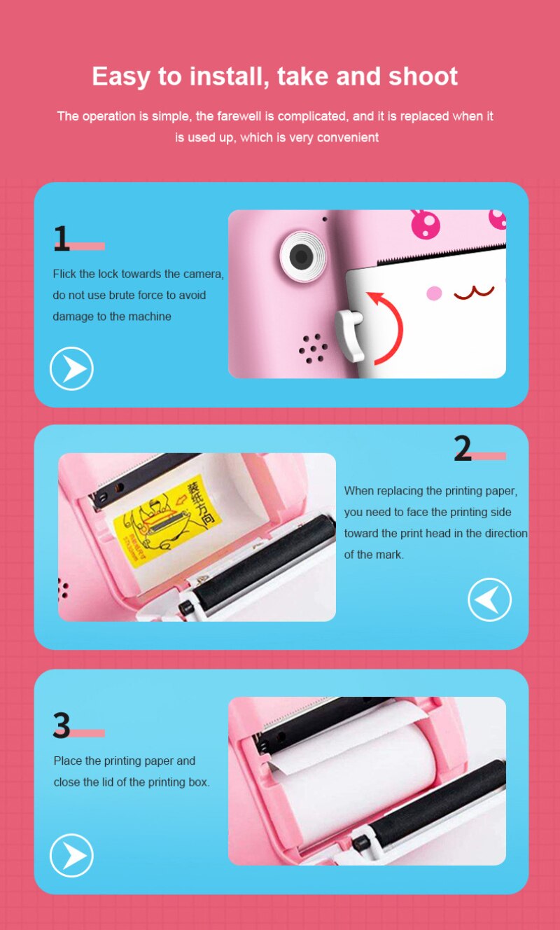 Kids 1080P Instant Printing Camera Voor Kinderen 1080P 2.4 Inch Kleur Sn Digitale Video Camera Met Film Papier en 16Gb Sd-kaart