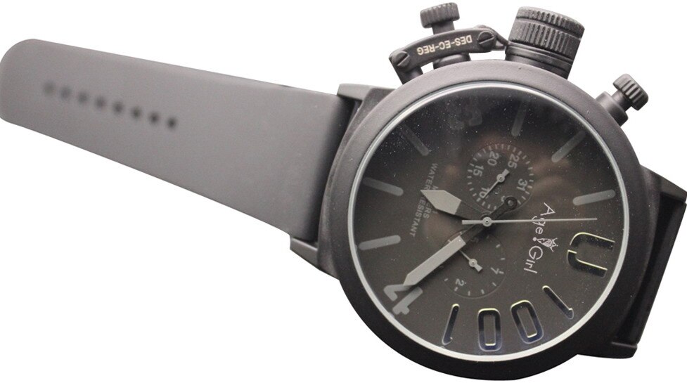Klassieke heren sporthorloge met zwarte rubberen klassieke u-vorm, automatisch mechanisch, zelfopwindend horloge met linkse haak, big 50mm boat horloges: 5