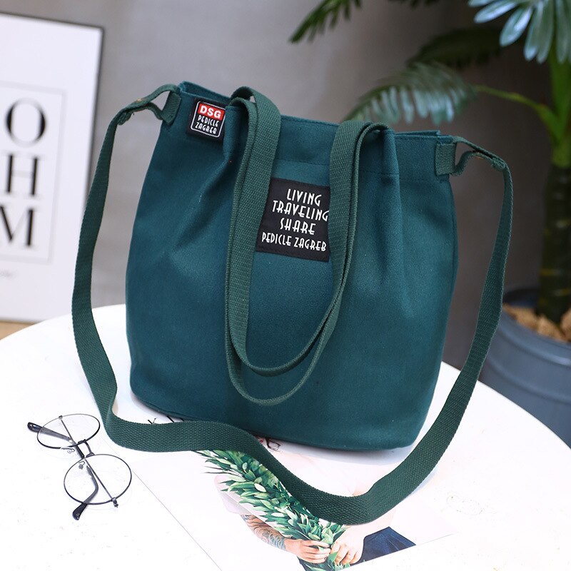 Saco de compras de lona bolsa de ombro único crossbody feminino meninas sacos de praia bolsas bolsas muje: green