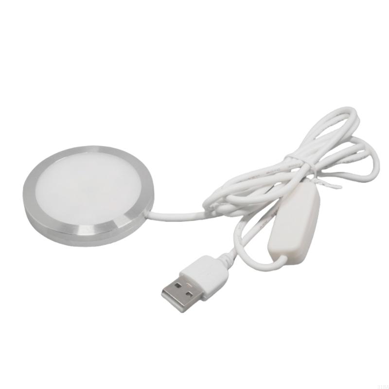 31BA LED-Scheinwerfer, USB, 5 V, 3 LED-Arbeitsplatzlampe mit rundem Sockel, kleine Schranklampe: 2,2mm / WHITE
