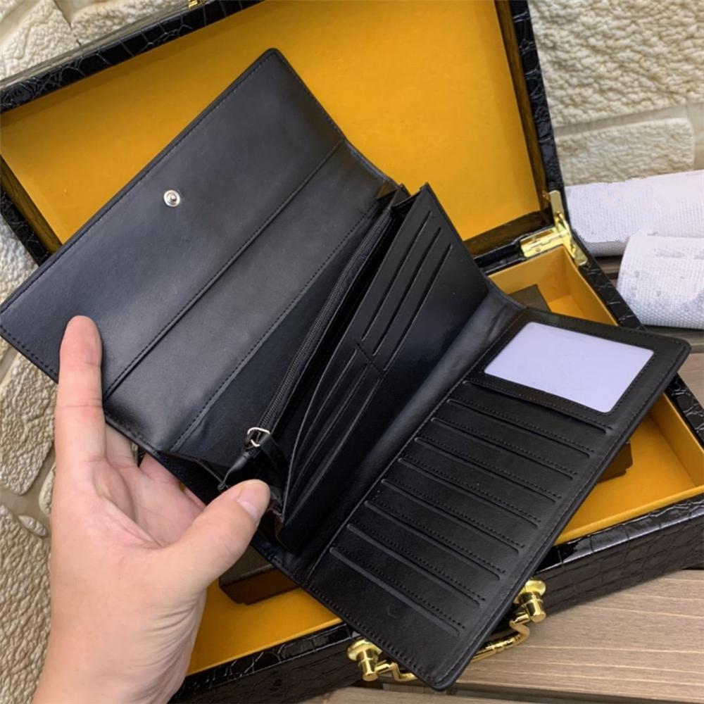 Skórzany męnarty biznes czarny długi portfel robić przechowywania monet