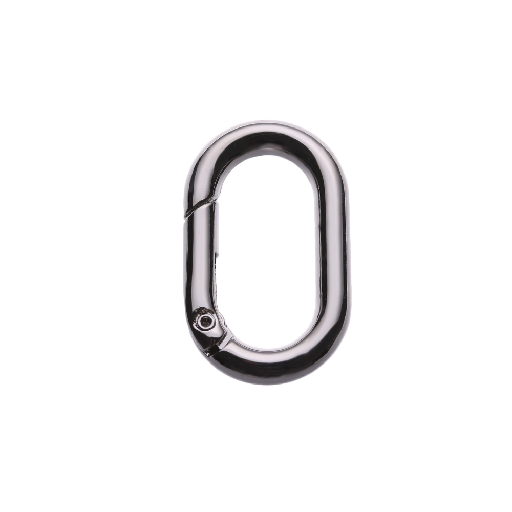 1PC Zinc Alloy Handbag Buckle Plated Gate Spring Oval Ring Buckles Clips Carabiner Purses Snap Hooks Carabiners Bag Accessories: silver