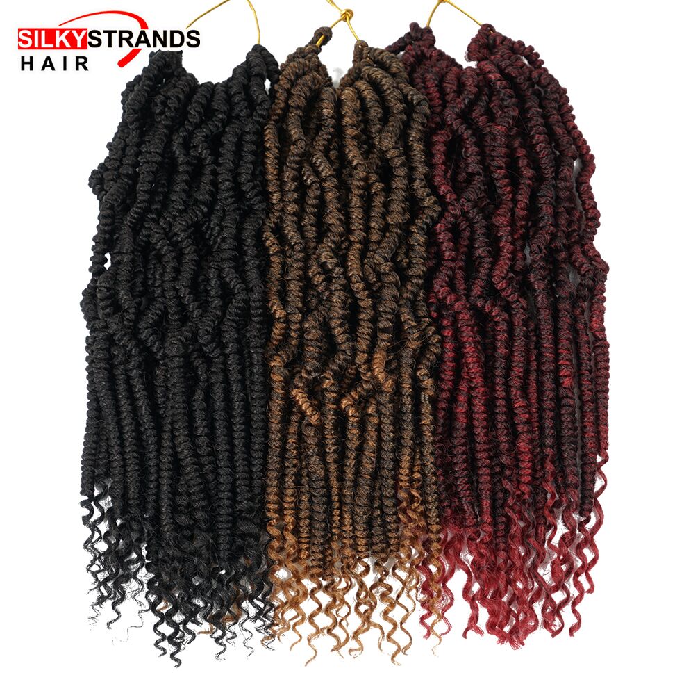 12 inch Passion Spring Twists Hair Synthetic Crotchet Hair Extensions Pre Looped Ombre Crochet Braids Nubian Twist