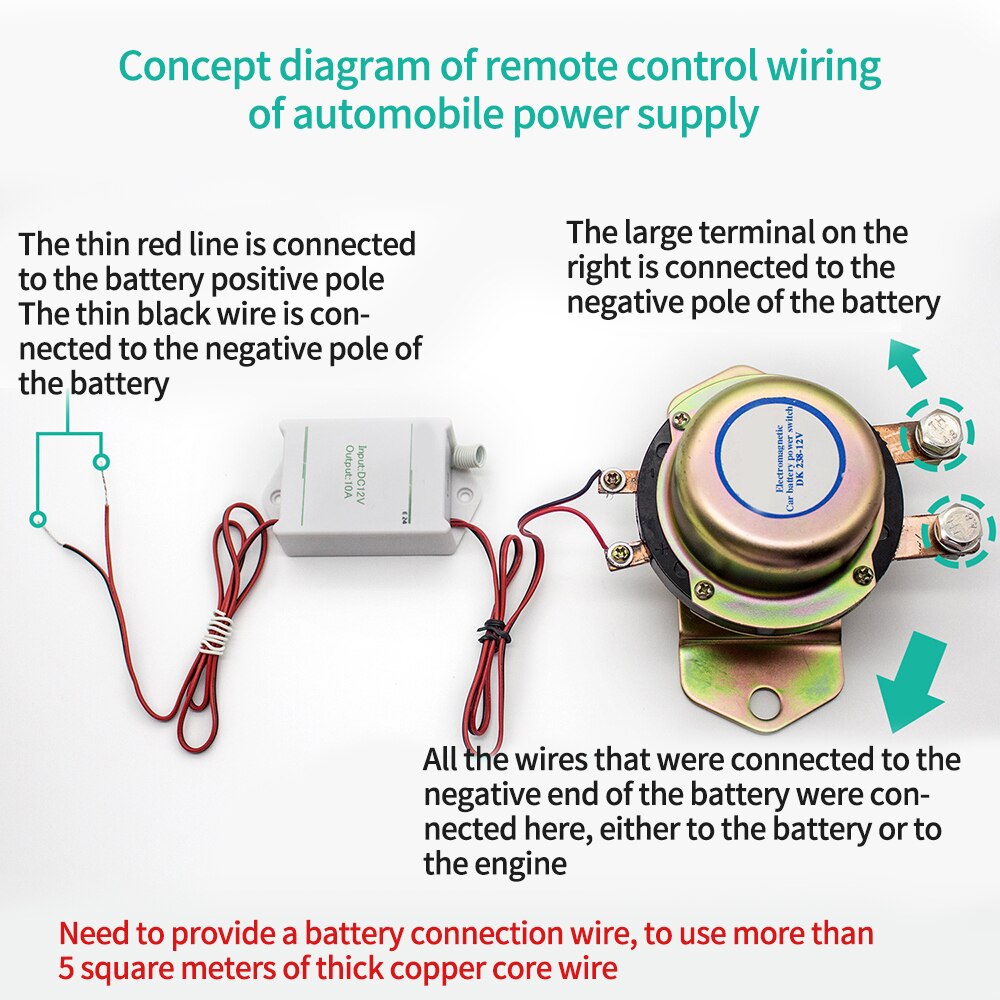 12v 100A Vehicle Wireless Remote Control Car Battery Master Switches Cut Off Switch Power Electromagnetic Disconnect