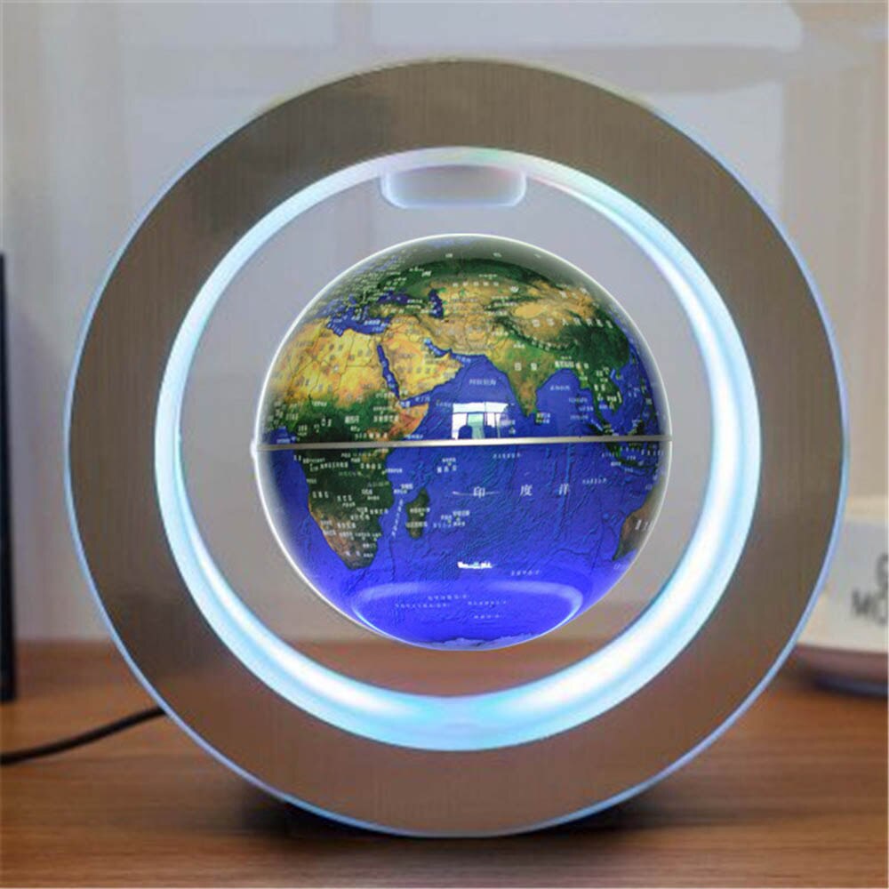 Round LED World Map Floating Globe Magnetic Levitation Night Light Anti Gravity Magic Teaching Globes Birthday