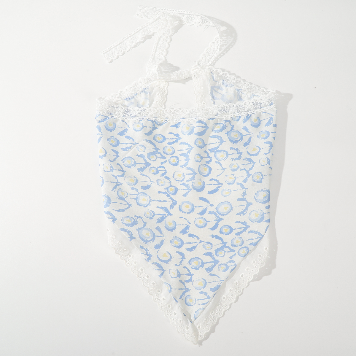 Bufanda triangular con estampado de tela, bandas para el cabello con flores, turbante, Bandana, diademas para mujer, accesorios para el cabello Retro dulces: Azul