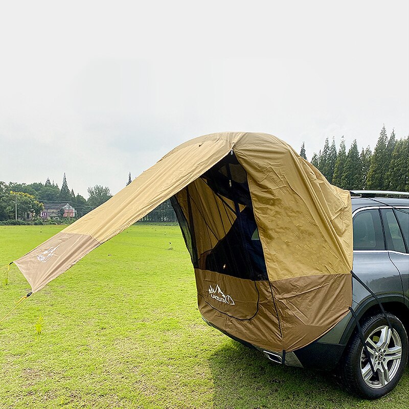 Suv bil bagageutrymme tält baktält självkörande tur grill camping bil svans förlängning tält solskydd regntätt rese bagageutrymme tält: 2 lager kaki