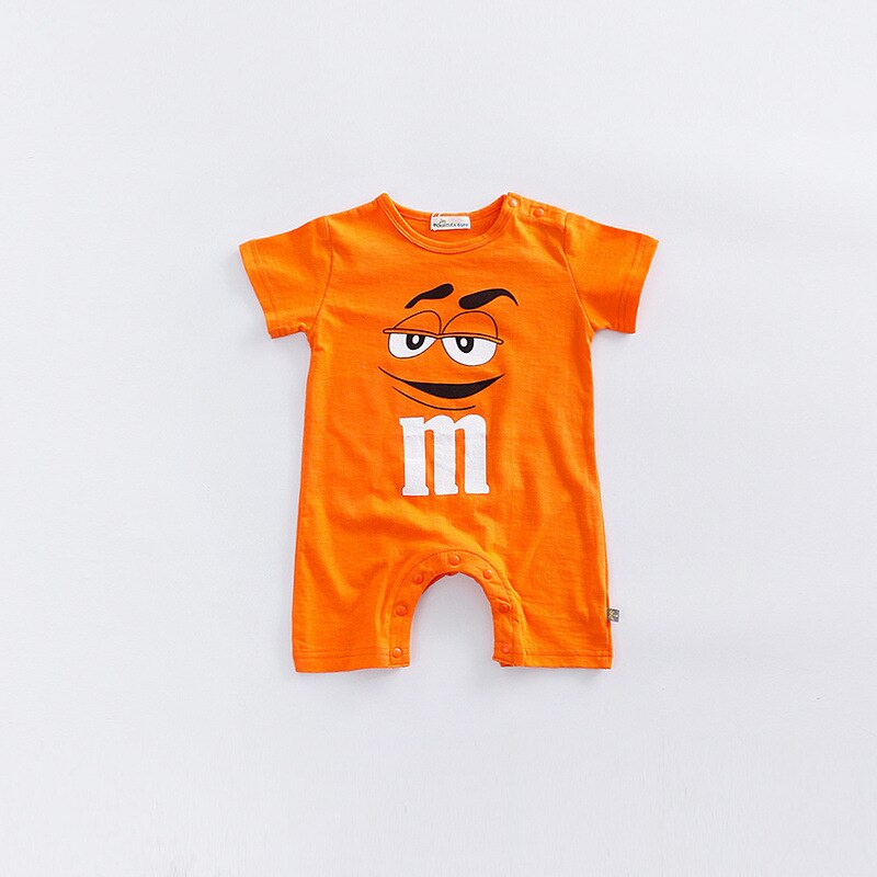 Barboteuse en coton pour -né fille et garçon, combinaisons bonbons, chocolats, vêtements d'été à manches courtes, doux pour bébé: Orange / 3M