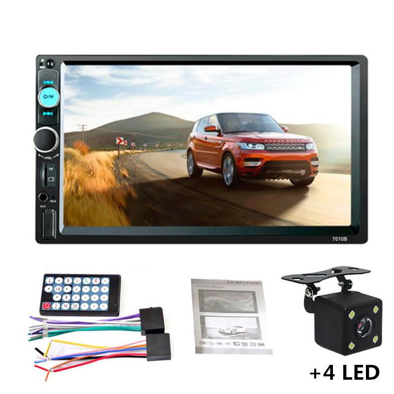 2din 7 Inch Touch Screen Car Radio Stereo Bluetooth MP5 Player FM Audio Receiver SD/USB/AUX Support Rearview Camera: Radio and 4 LED