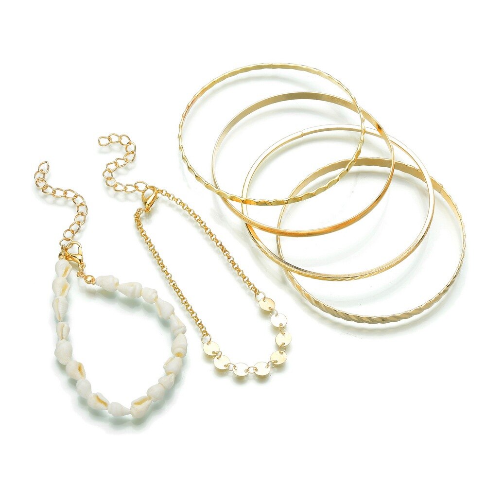 5 Stks/set Mode Bohemen Leaf Heart Moon Star Manchet Bangle Voor Vrouwen Eenvoudige Goud Kleur Geometrische Open Bangle Armbanden Sieraden: Rhodium Plated