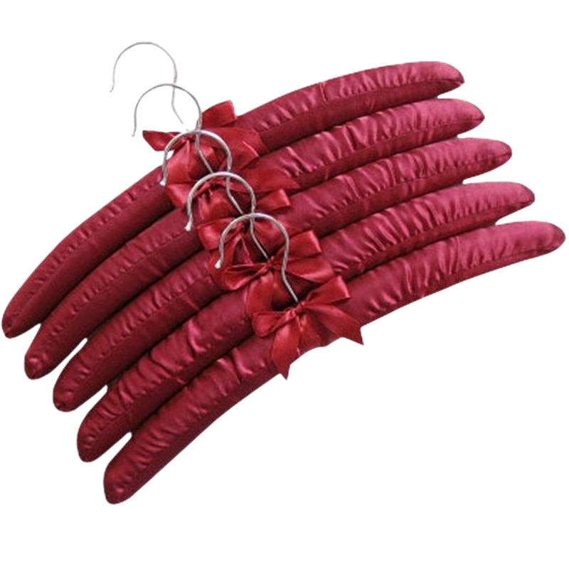 5 pcs/Lot tissu enduit cintre éponge rembourré cintres suspendus cintres hôtel boutique présentoir cintres 18 couleurs 38.5 CM: Bourgogne