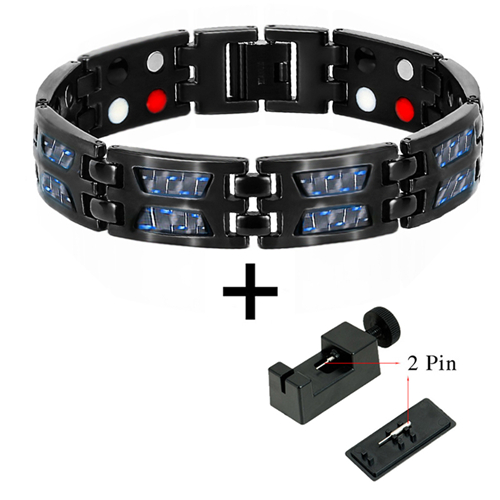 Petite grenouille directe Double rangée ion négatif Germanium Bracelet bleu pour homme titane Fiber de carbone Bracelets Bracelets: 10220 And Tool