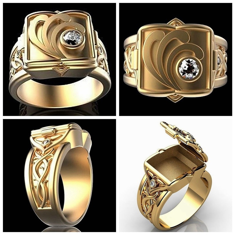 Crsytal mænds vintage ring hemmeligt lille værelse kiste kiste ring hip hop punk viking fødselsdag erindrings smykker