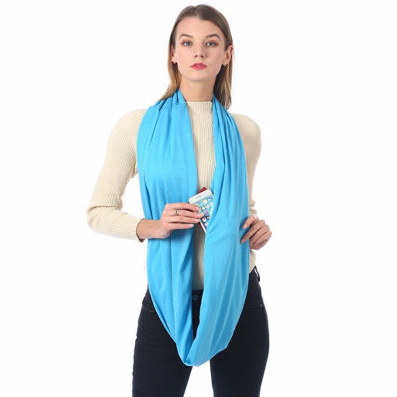 Dames infinity sjaal met opbergvak met rits - effen kleur