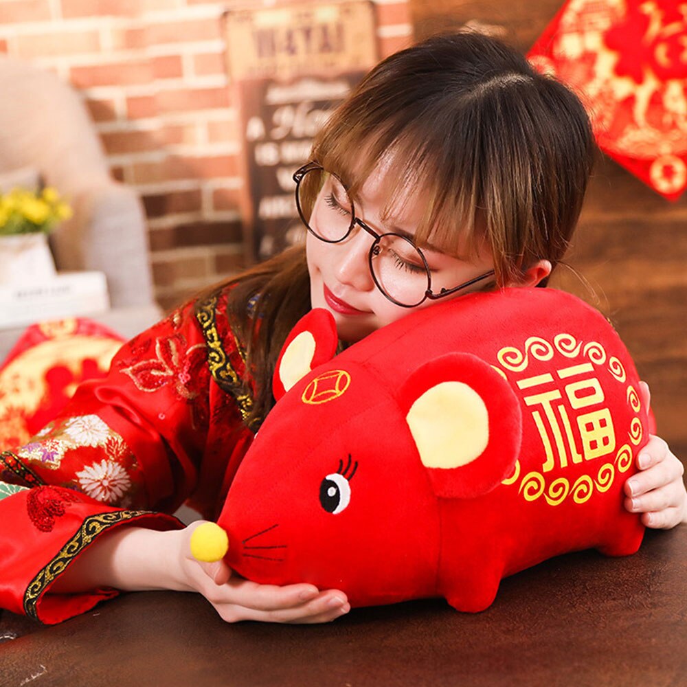 ratte Jahr Puppe Kawaii Maskottchen Ratte Plüsch Maus in Seetang Anzug Weichen Spielzeug Chinesische Neue Jahr Party Dekoration