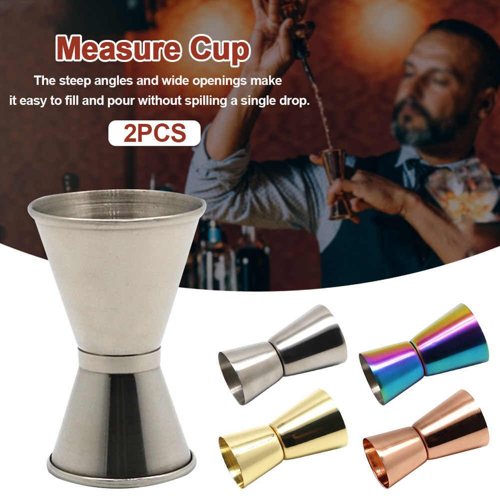 2pcs Measure Cup Bar Tools 15ml 30ml Cocktail Jigger Pourer Double Spirit Stainless Steel Wine Party Japanese Style Craft