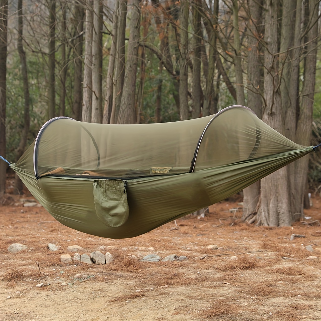Mosquito Net Hammock Durable Camping Cot Up To 250kg Weight Capacity for Swing Options with Mosquito Net and Anti-Tipping: Marron