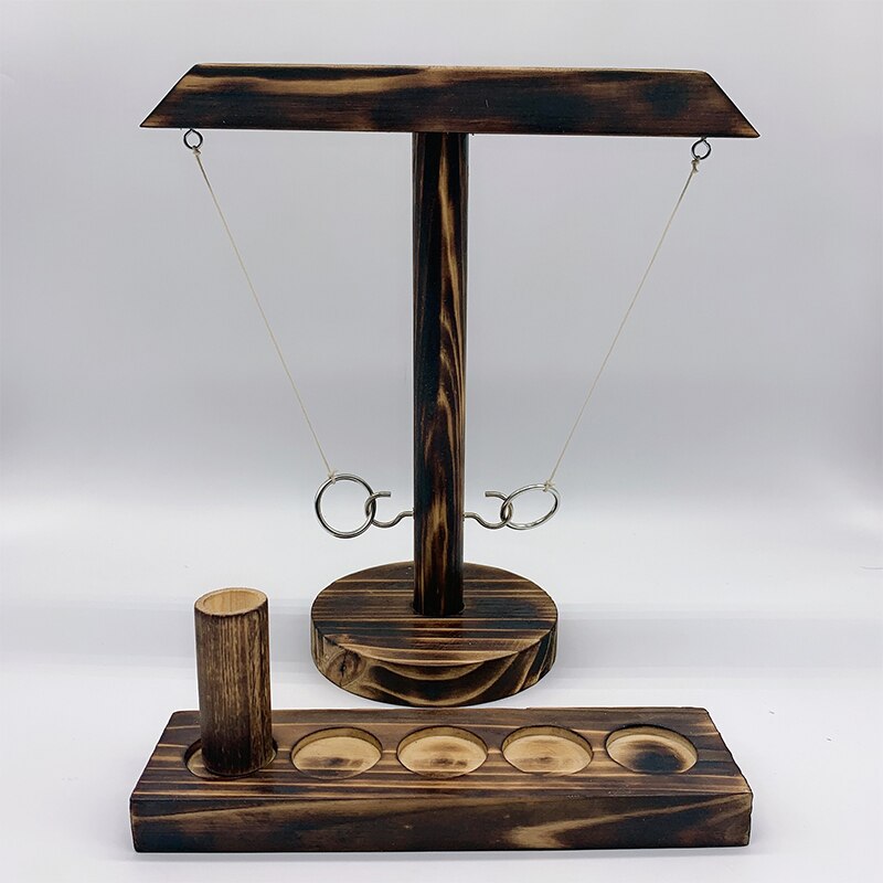 Gioco Ring Toss gioco interattivo di lancio in legno Casual stile industriale Bar famiglia Desktop anello da lancio gioco Hook and Loop Ring