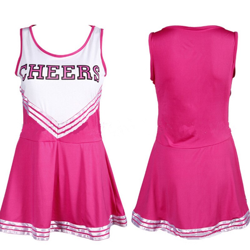 Dame cheerleader kostume skole pige outfits fancy dress cheer leder uniform: Lyserød / S