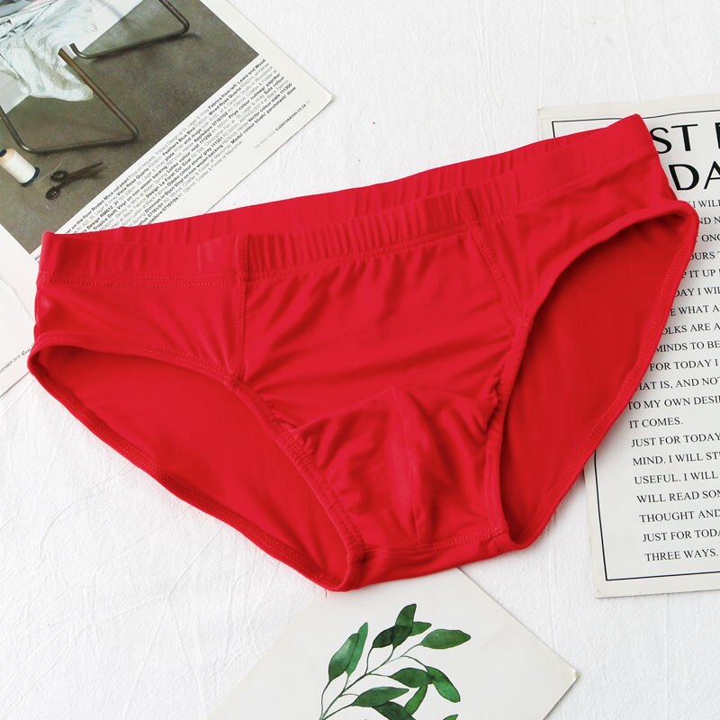 Men Underwear Briefs Modal Qucik-Dry Sexy Briefs Breathable Mens Slip Cueca Male Panties Underpants Briefs: XL / Red
