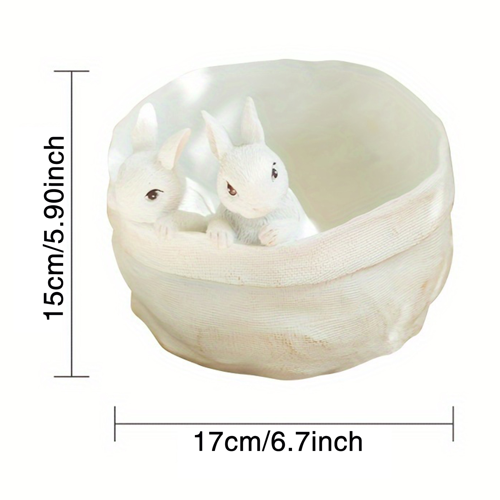 Maceta de conejito de Pascua, adorno realista con textura peluda, de conejo, florero decorativo que no se decolora, maceta artística Irregular