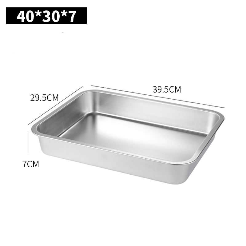Bandeja de almacenamiento rectangular de acero inoxidable, plato de cena, horno, pastel, bandeja para hornear, pan, recipiente de comida, accesorios de cocina: Rosa
