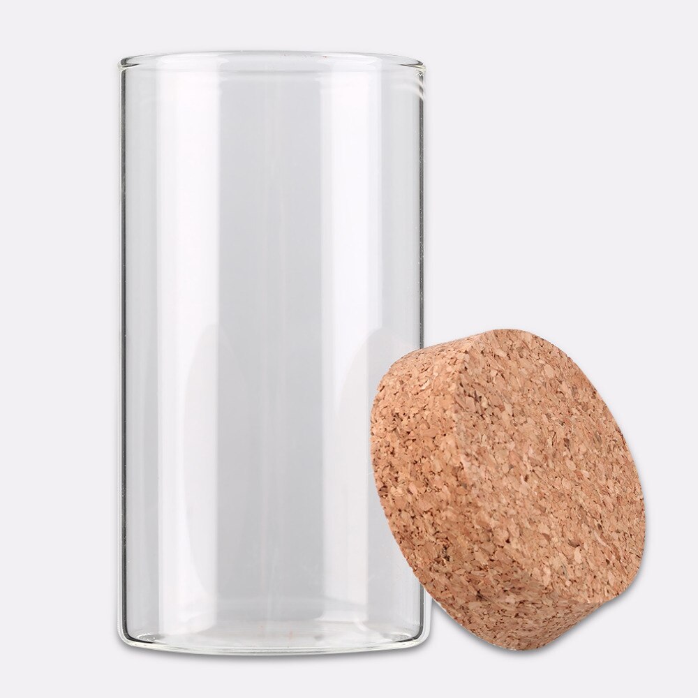 350ml Clear Transparent Heat-resistant Glass Bottle with Sealed Cork Beans Tea Leaves Storage Container Vase