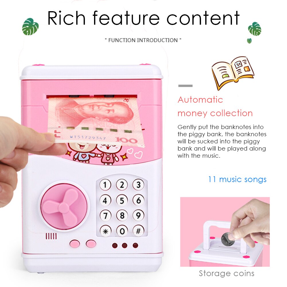 Spaarpot ATM Mini Spaarpot Veiligheid Cartoon Wachtwoord Kauwen Coin Cash Storting Machine Voor Kinderen Kids
