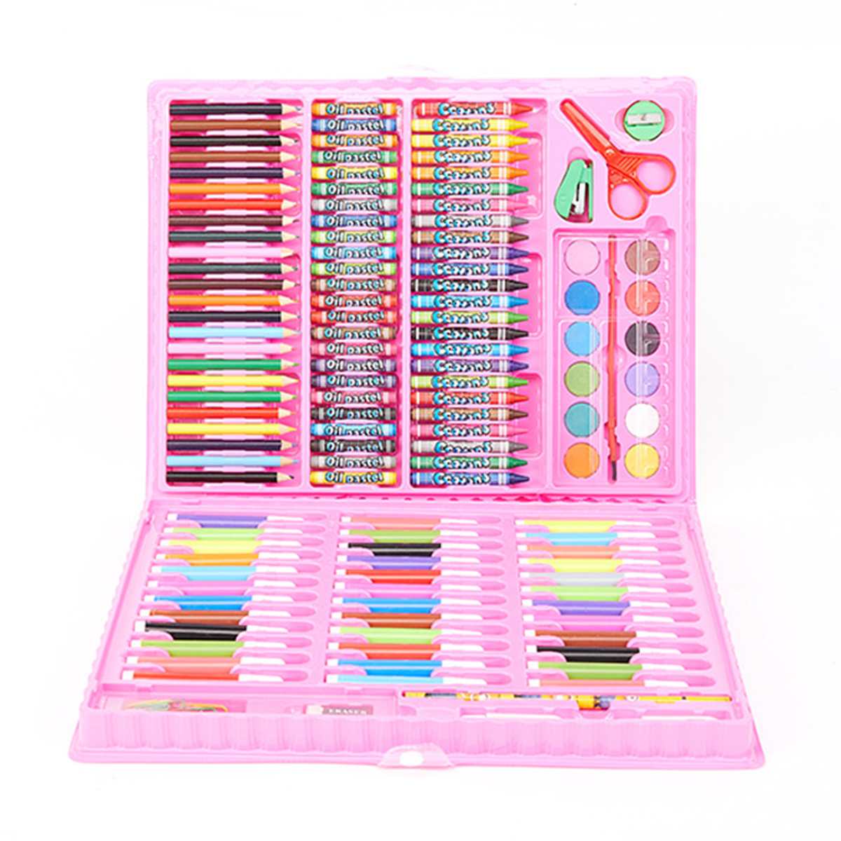 Juego de lápices artísticos de 150 Uds., juego de lápices de cera para pintar, rotuladores, pinceles, herramientas de dibujo, conjunto de suministros de guardería para