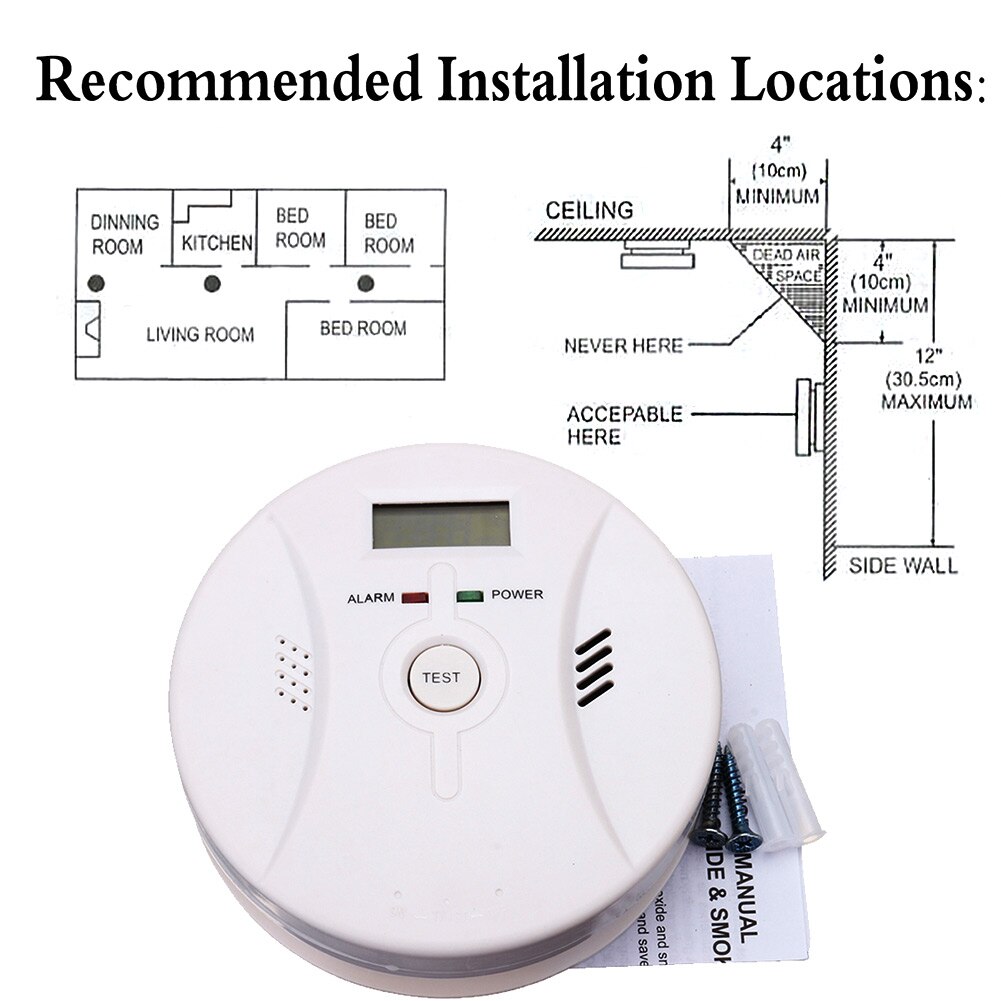 2 In 1 Combinatie Koolmonoxide + Rookmelder Batterij Bedienen Co & Roken Detector ND998