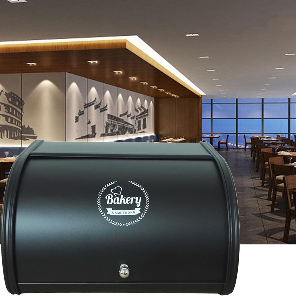 Black Metal Various Shapes Baking Bread Box Bread Bin Storage Box Container Roll Top Lid Durable for Bread Fermentation Rattan