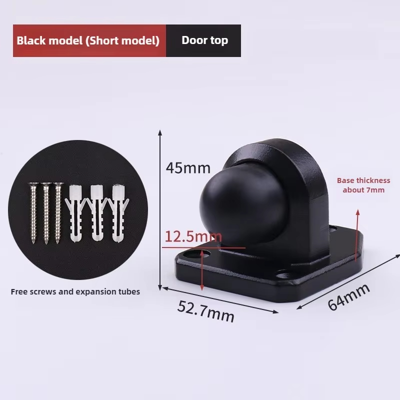 Heavy Duty Anti-Collision Door Stop Glass Door Limiter Stainless Steel Door Stopper Suitable For Outdoor Large Door Hardware: black