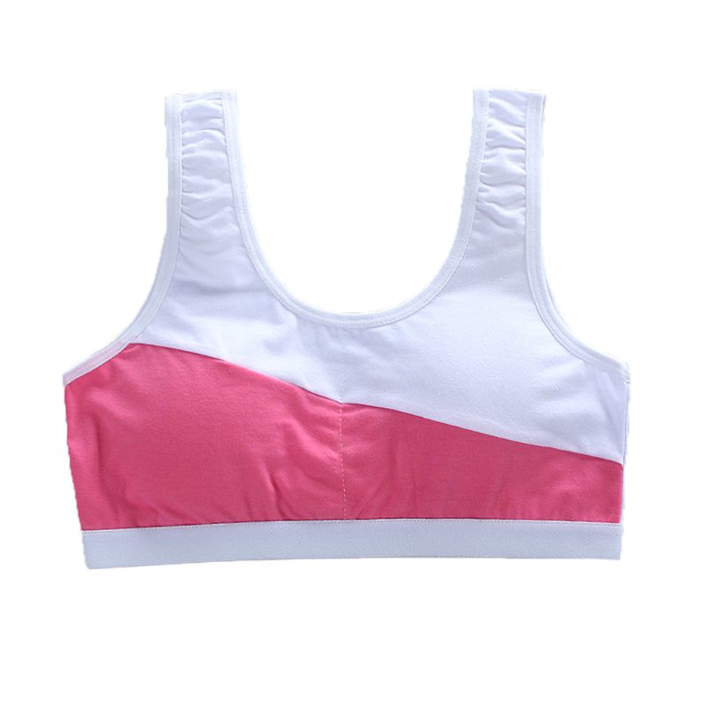 Teenage bomuld sports trænings bh undertøj teenage pubertet stor piges sport bralette vest 8-18 år: Hot pink