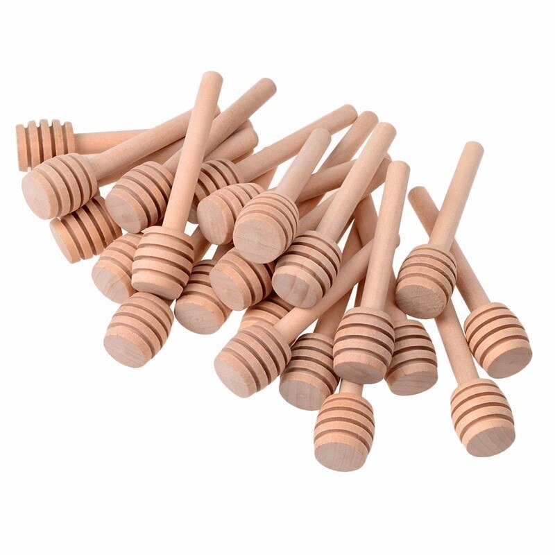 Creatieve 24 Pack Van Mini 3 Inch Houten Honing Dipper Sticks Voor Honing Jar Doseer Motregen Honing Bruiloft Party Bar supply