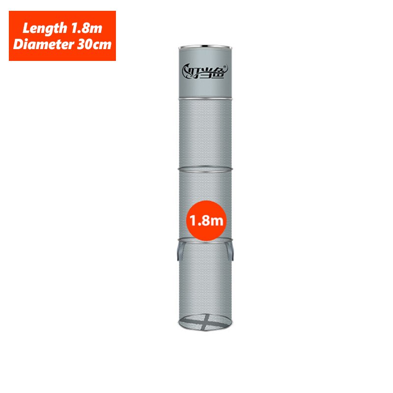 Collapsible Fish Catching Thick Net Trap Portable Fishing Cage Mesh Basket Nylon Stainless Steel Multifunction Accessory X620D: 1.8M with bag