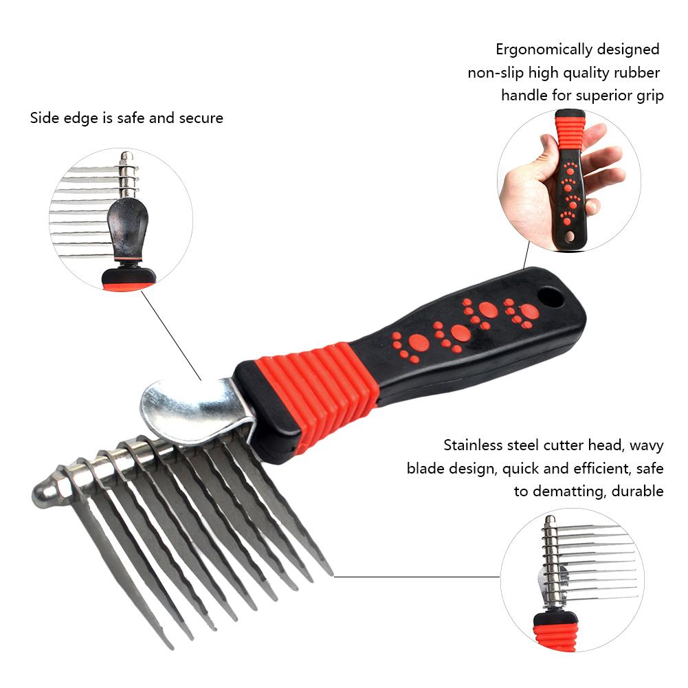 Pet Dematting Tool Open Knoop Kam Mat Kam Rake Grooming Tool Voor Lange Gematteerd Haar Hond Kat Kam Huisdier levert