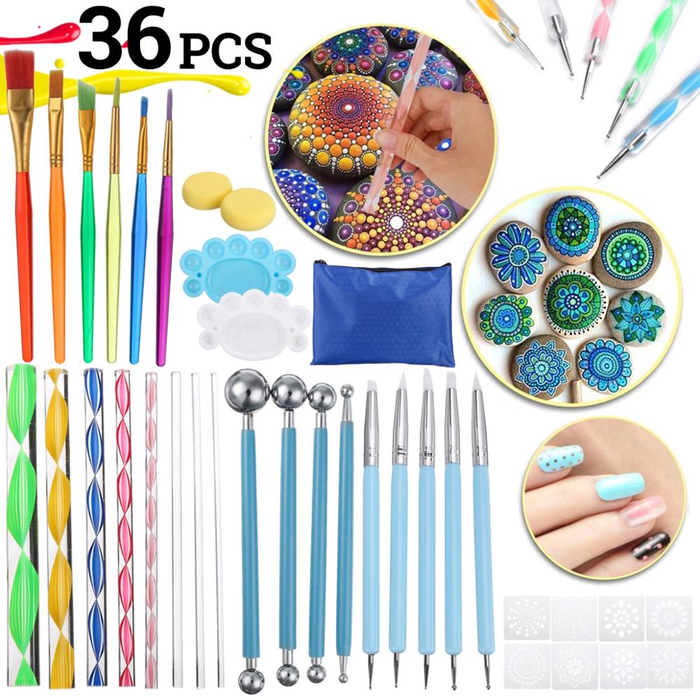 40Pcs Diy Puntjes Staven S Pennen Mandala Schilderen Puntjes Gereedschap Hout Rotsen Art Craft Tekening Nail Art Craft Decoratie handwerk