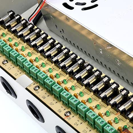 18 kanalport 12v dc 20a 240w ampere med glasrörsäkring distribuerad nätaggregat för cctv dvr säkerhetssystem och kamera