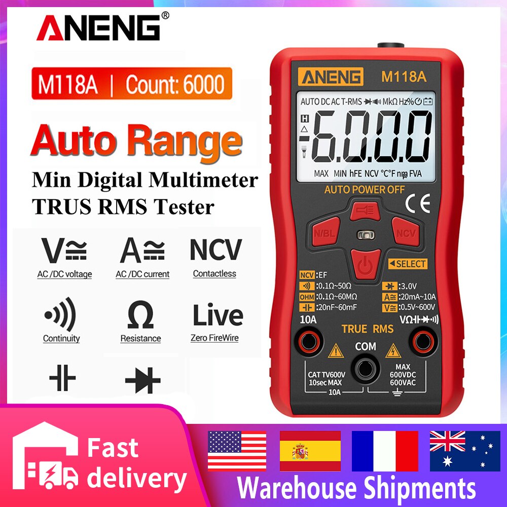 ANENG M118A Digital Multimeter True RMS AC/DC Voltage Current Meter NCV Tester Measuring Resistance Tool