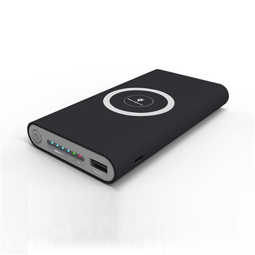 50000 mah qi-powerbank mit kabelloser ladefunktion, tragbarer externer akku, schnellladefunktion (einseitig), sechs sicherheitsfunktionen: Schwarz